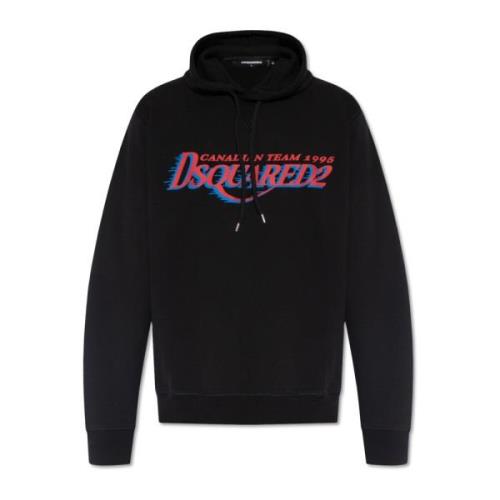 Dsquared2 Tryckt hoodie Black, Herr