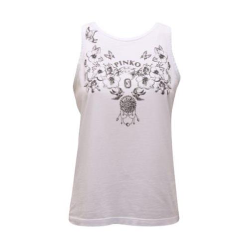 Pinko Vit ärmlös T-shirt för kvinnor White, Dam