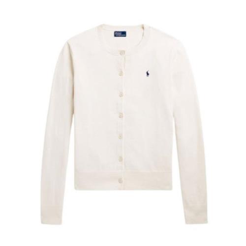 Polo Ralph Lauren Räfflad Bomullsblandning Gilet White, Dam