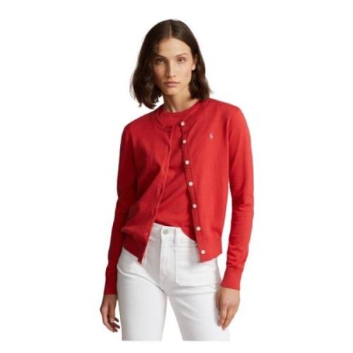 Polo Ralph Lauren Räfflad Bomullsblandning Gilet Red, Dam