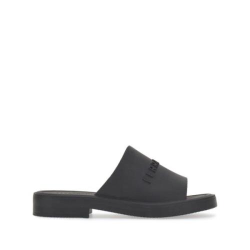 Salvatore Ferragamo Platta sandaler med präglad logotyp Black, Herr