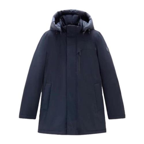 Woolrich Mountain Parka i stretchnylon, Melton Blå Blue, Herr