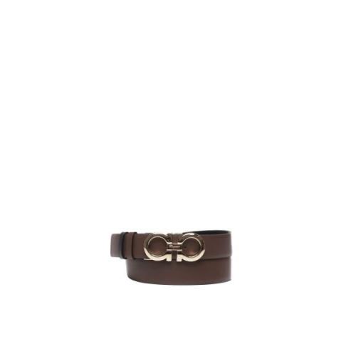 Salvatore Ferragamo Brun Läder Gancini Spänne Bälte Brown, Dam