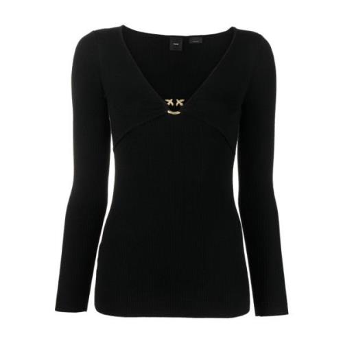Pinko Svarta Sweaters med 4,5 cm Klack Black, Dam