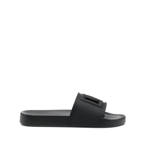 Dolce & Gabbana Svarta platta skor för strandkläder Black, Herr