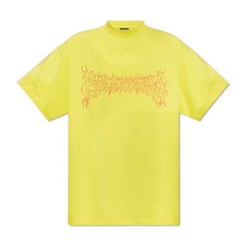 Balenciaga T-shirt med logotryck Yellow, Herr