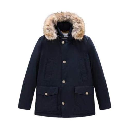 Woolrich Mörkblå Arctic Anorak i Ramar Cloth Blue, Herr