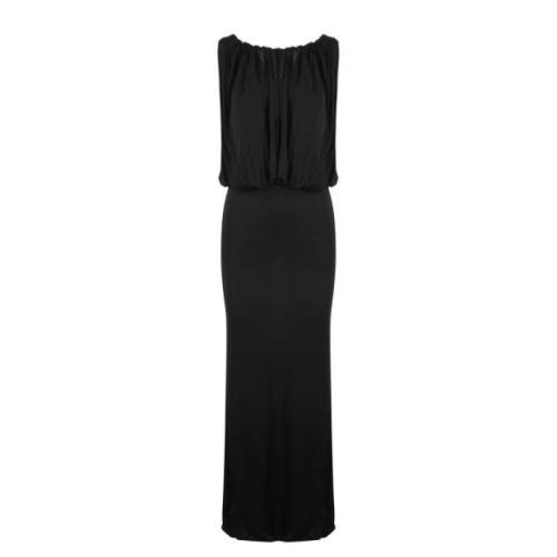 Saint Laurent Lyxig Draperad Jerseyklänning Black, Dam