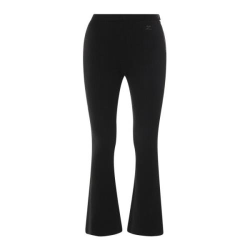 Courrèges Ribbad stretchviskosbyxa Black, Dam