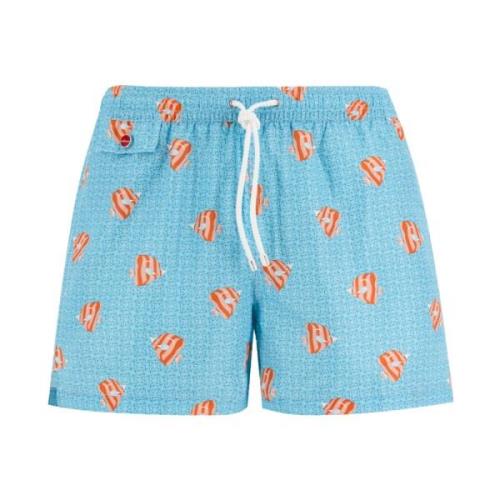 Kiton Badshorts med abstrakt mönster Blue, Herr