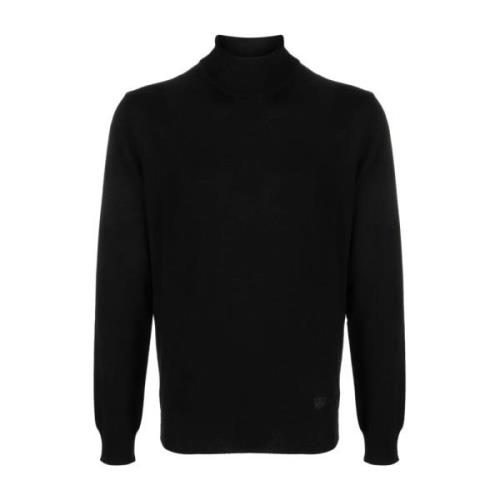 Corneliani 100% Virgin Wool Rollneck Sweater Black, Herr