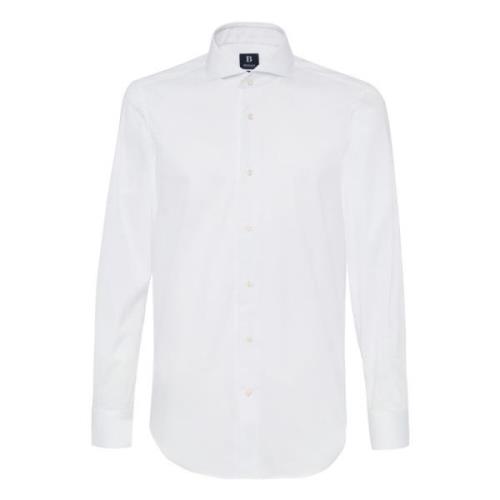 Boggi Milano Slim Fit Stretch Bomull och Nylon Skjorta White, Herr