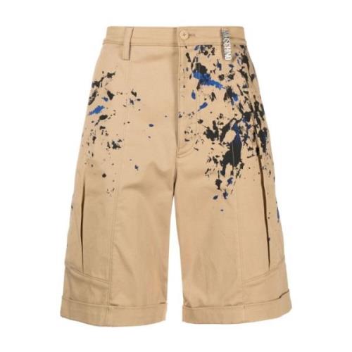 Moschino Beige Shorts med Måleriskt Tryck Beige, Herr