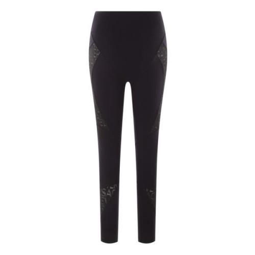 Versace Svarta tekniska leggings med Versace-detaljer Black, Dam