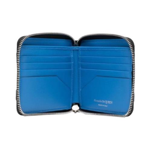 Alexander McQueen Svart läder kompakt plånbok med harness detalj Black...