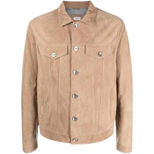 Brunello Cucinelli Lätt Läderjacka Beige, Herr