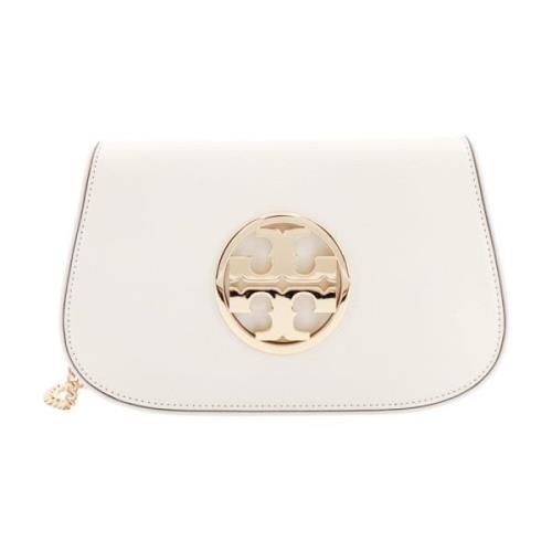 Tory Burch Vit Läderclutch med Flap Stängning White, Dam