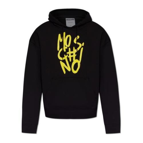 Moschino Hoodie med logotryck Black, Herr