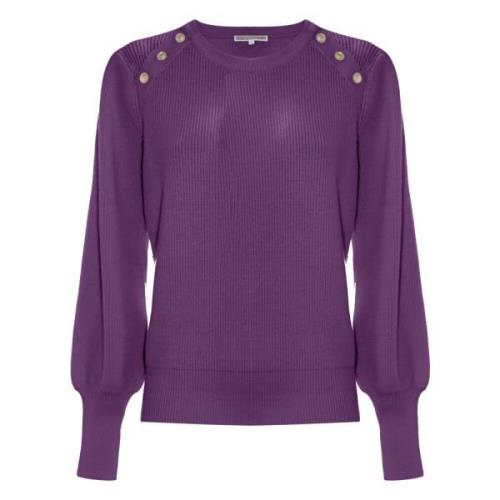 Kocca Elegant tröja med knappdetaljer Purple, Dam