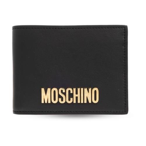 Moschino Läderplånbok med logotyp Black, Herr