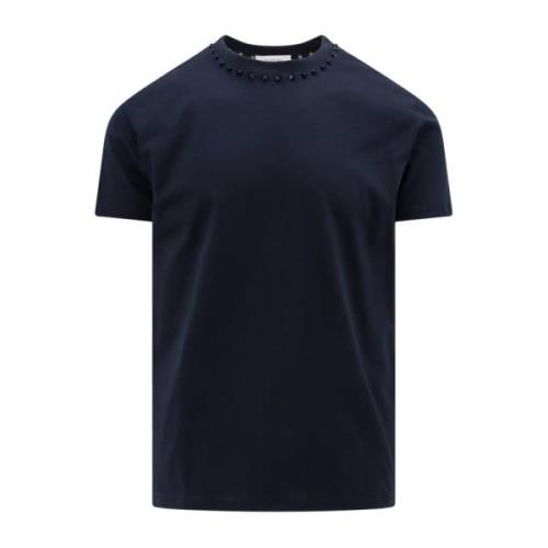 Valentino Svart Untitled Studs Bomull T-Shirt Blue, Herr