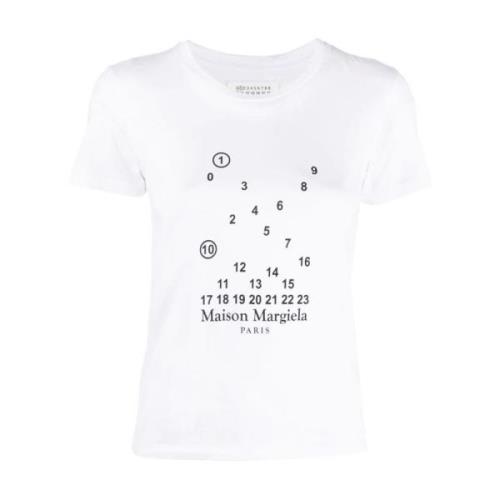 Maison Margiela Numeric Logo Crewneck T-shirts och Polos White, Dam
