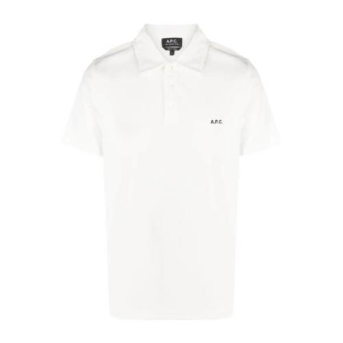 A.p.c. Vita Polo T-shirts med Logobroderi White, Herr