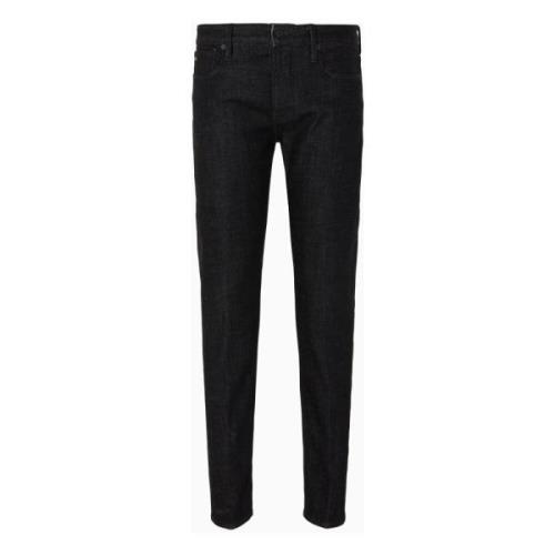 Emporio Armani Svarta Denim Jeans med Vintage Tvätt Black, Herr