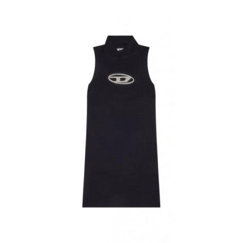 Diesel Hög Hals Bodycon Mini Klänning Black, Dam