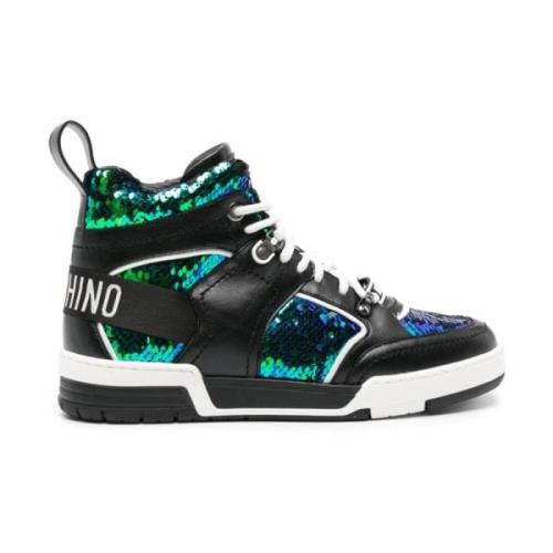 Moschino Multifärgade Paillett Sneakers Multicolor, Herr