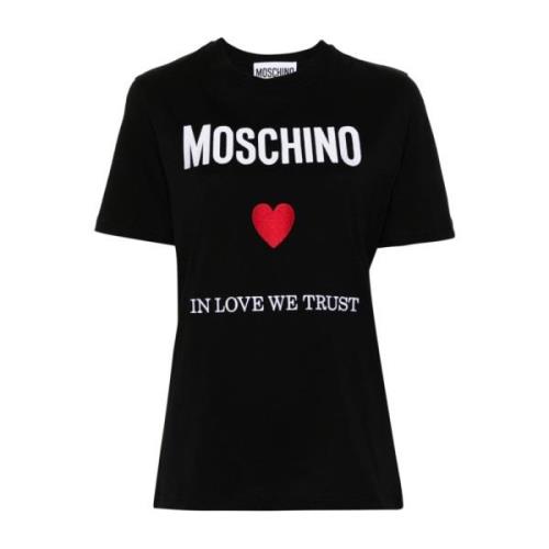 Moschino Svart Topp med Logotryck Black, Dam