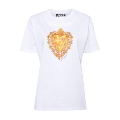 Moschino Vit Logo Print Top White, Dam