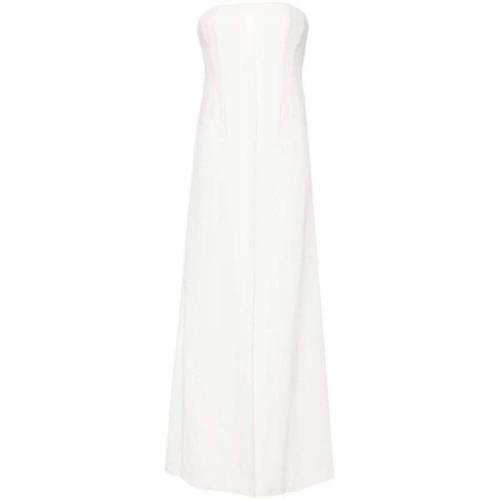 Alberta Ferretti Vit Strapless Klänning med Veckdetaljer White, Dam