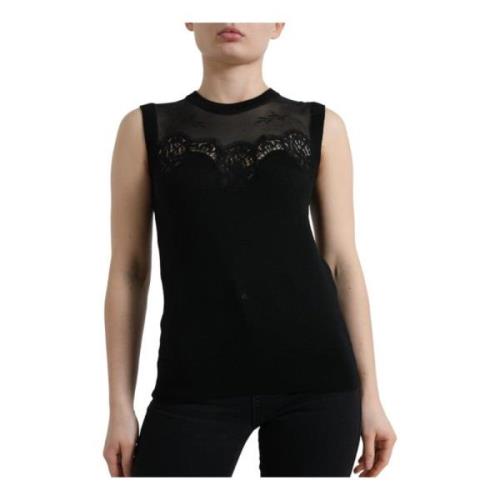 Dolce & Gabbana Svart Tank Top med Spets Black, Dam