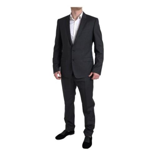 Dolce & Gabbana Slim Fit Svart 2-delat Kostym Black, Herr