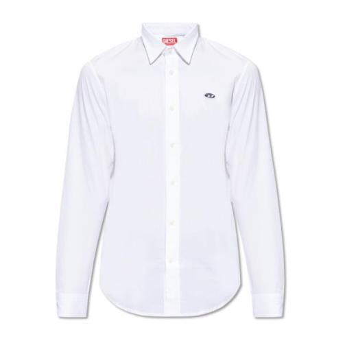 Diesel S-BENNY-En skjorta med logotyp. White, Herr