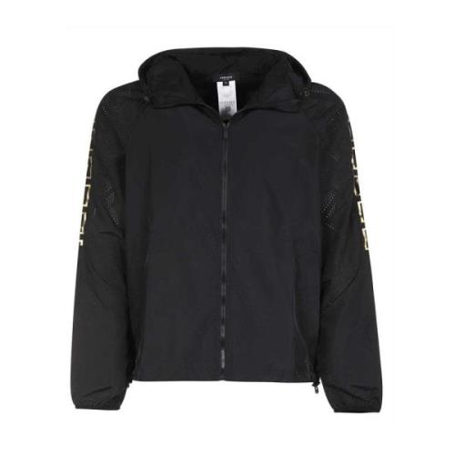 Versace Svart Jacka med Perforerad Detalj och Dragsko Huva Black, Herr