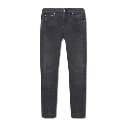 Alexander McQueen Jeans med broderad logotyp för män Black, Herr