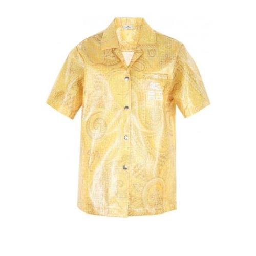 Etro Gul Nylon Skjorta med Logodetalj Yellow, Dam
