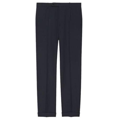 Gucci Marinblå Ull Twill Straight-Leg Byxor Blue, Herr