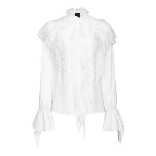 Pinko Silkesblus med rynkor White, Dam