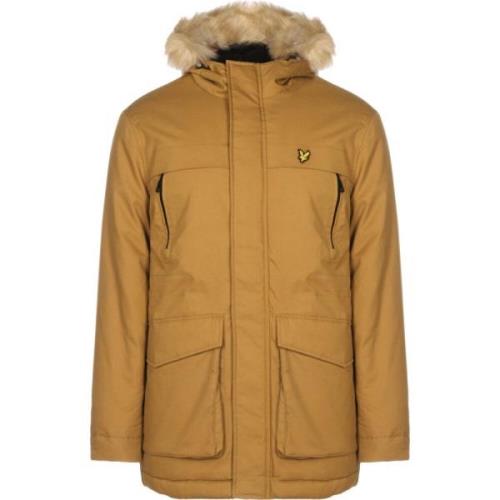 Lyle & Scott Vinter Vikt Fleece-Fodrad Parka Brown, Herr