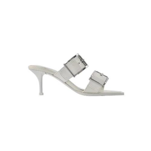 Alexander McQueen Läder sandaler med biker trend White, Dam