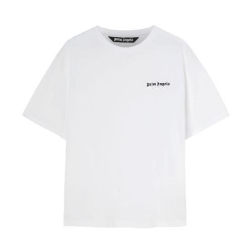 Palm Angels Logo Vit T-shirt med Ficka White, Herr