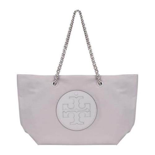 Tory Burch Ella Logo-Patch Vadderad Toteväska Gray, Dam