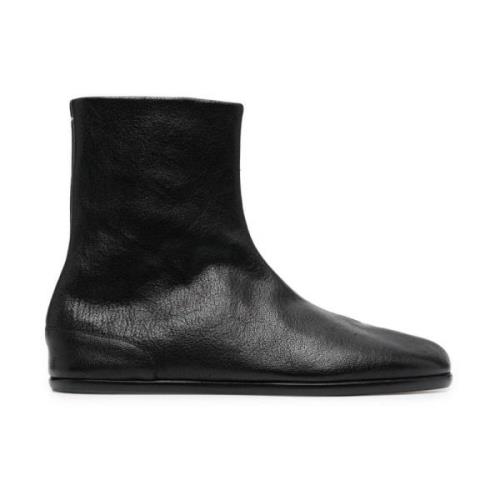 Maison Margiela Svarta Tabi Läder Ankelboots Black, Herr