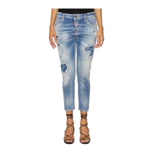 Dsquared2 Bomull Cropped Jeans Blue, Dam