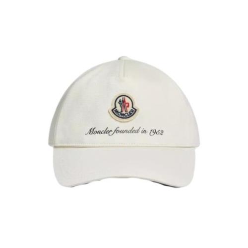 Moncler Vit Bomull Baseballkeps med Tryckt Logotyp White, Herr