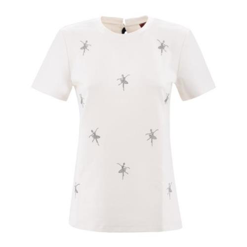 Max Mara Studio Smyckad T-shirt med Applikationer White, Dam