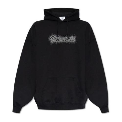 Vetements Hoodie med logotyp Black, Herr